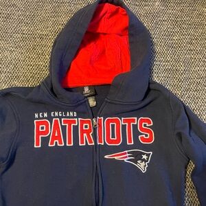 New England patriots hooded, zip up sweatshirt